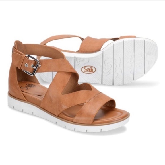 SOFFT Mirabelle in Luggage Brown Leather Strappy Sandals Size 9 - Picture 1 of 11